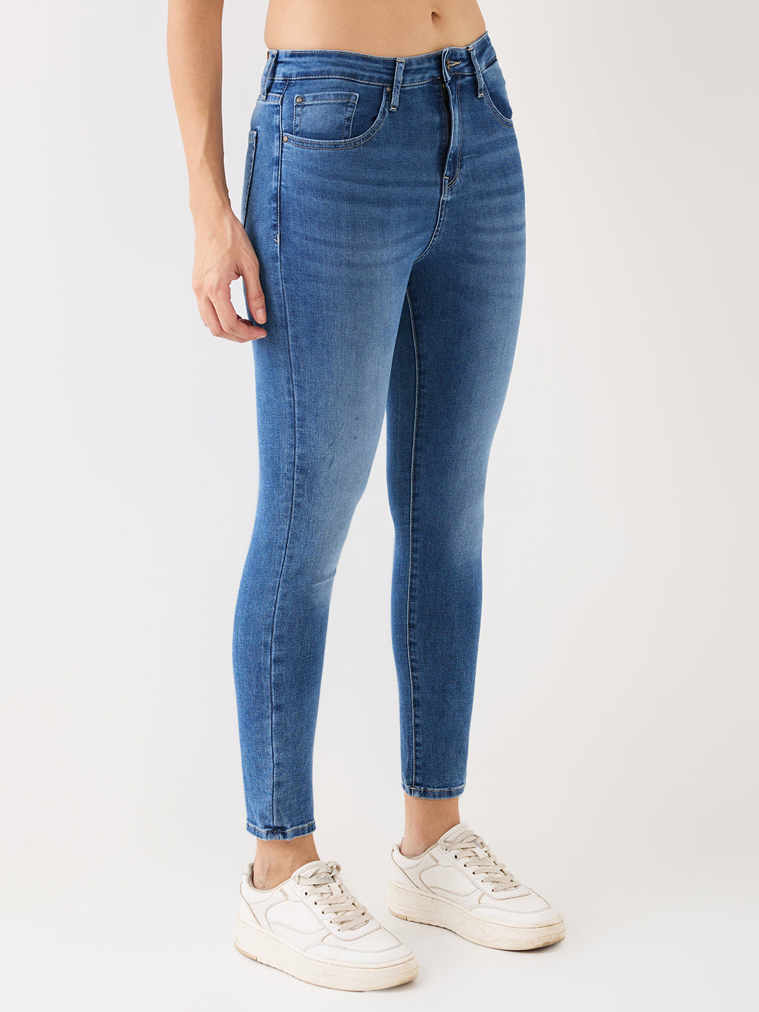 Spykar Light Blue High Rise Super Skinny Fit Casual Jeans For Women