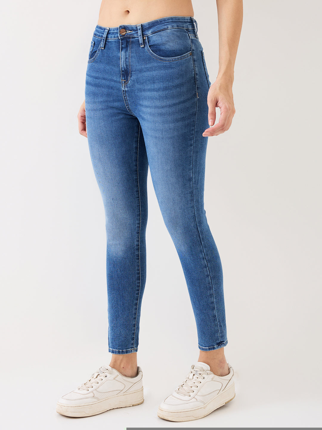 Spykar Light Blue High Rise Super Skinny Fit Casual Jeans For Women