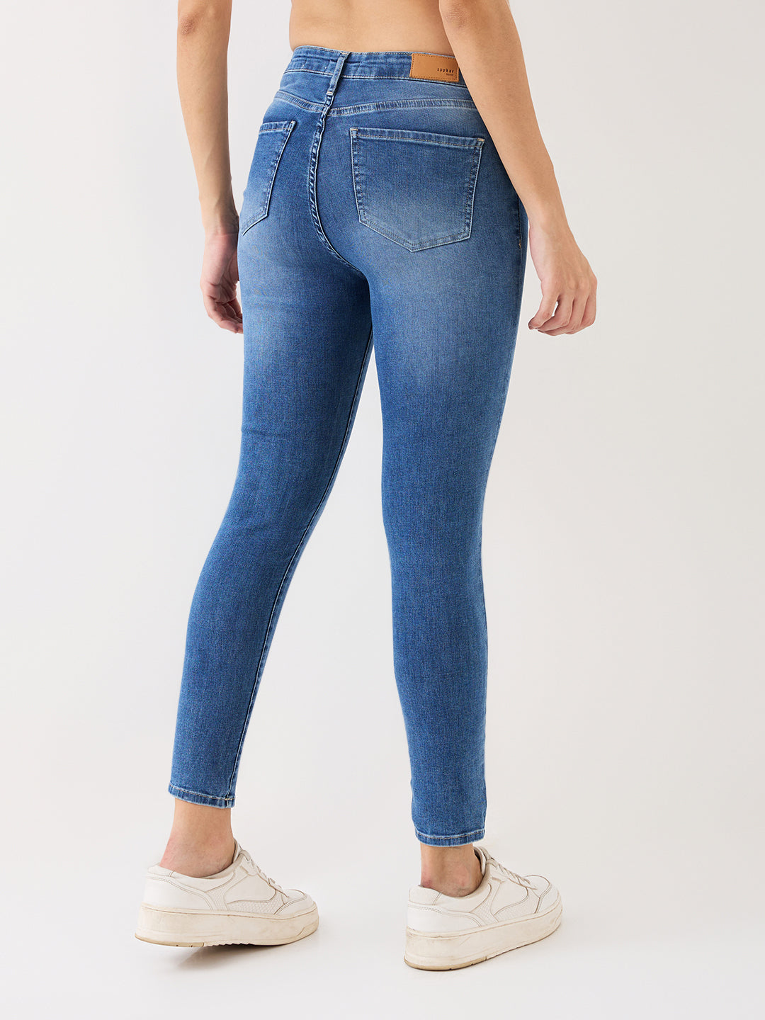 Spykar Light Blue High Rise Super Skinny Fit Casual Jeans For Women