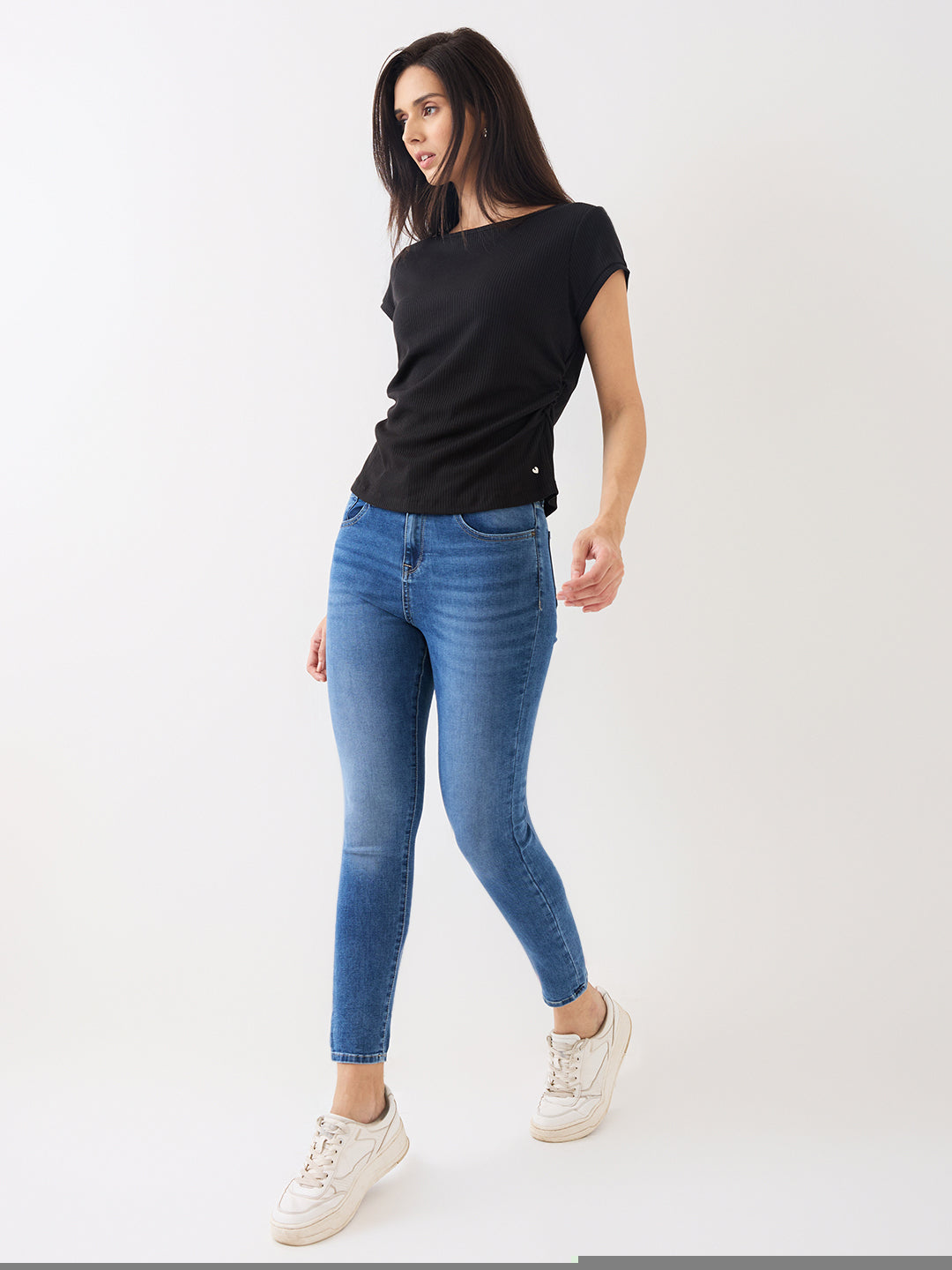 Spykar Light Blue High Rise Super Skinny Fit Casual Jeans For Women