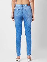 Spykar Women Slim Fit High-Rise Low Distress Light Fade Stretchable Jeans