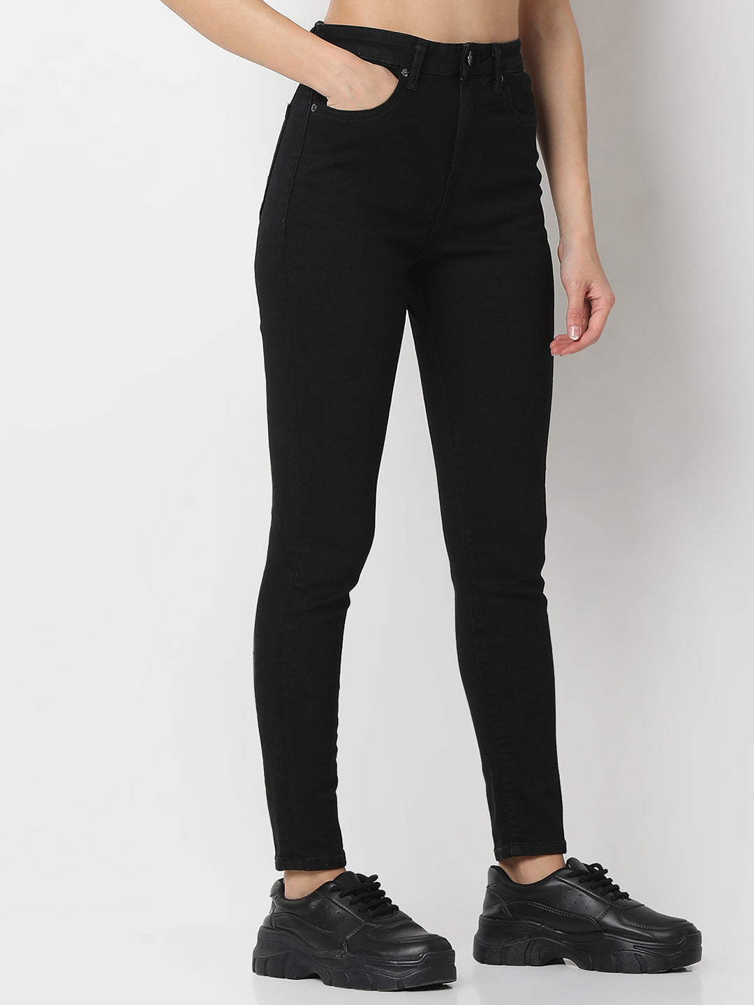 Women Alexa Jeans Super Skinny Fit Black High Rise