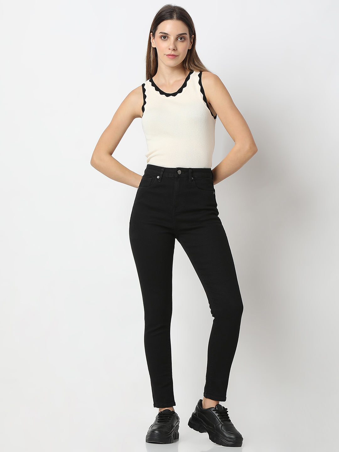 Women Alexa Jeans Super Skinny Fit Black High Rise