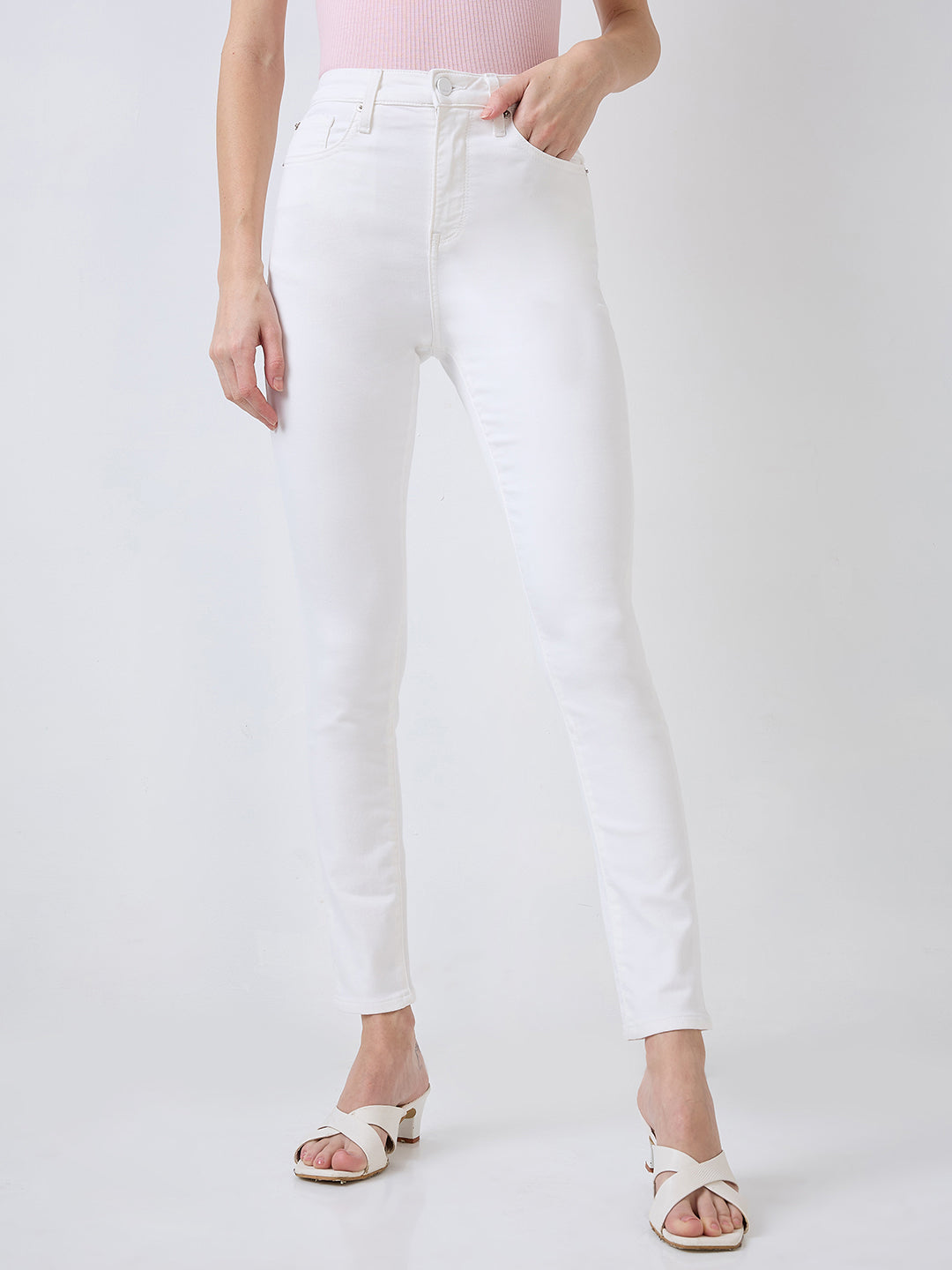 Women Alexa Jeans Super Skinny Fit White High Rise