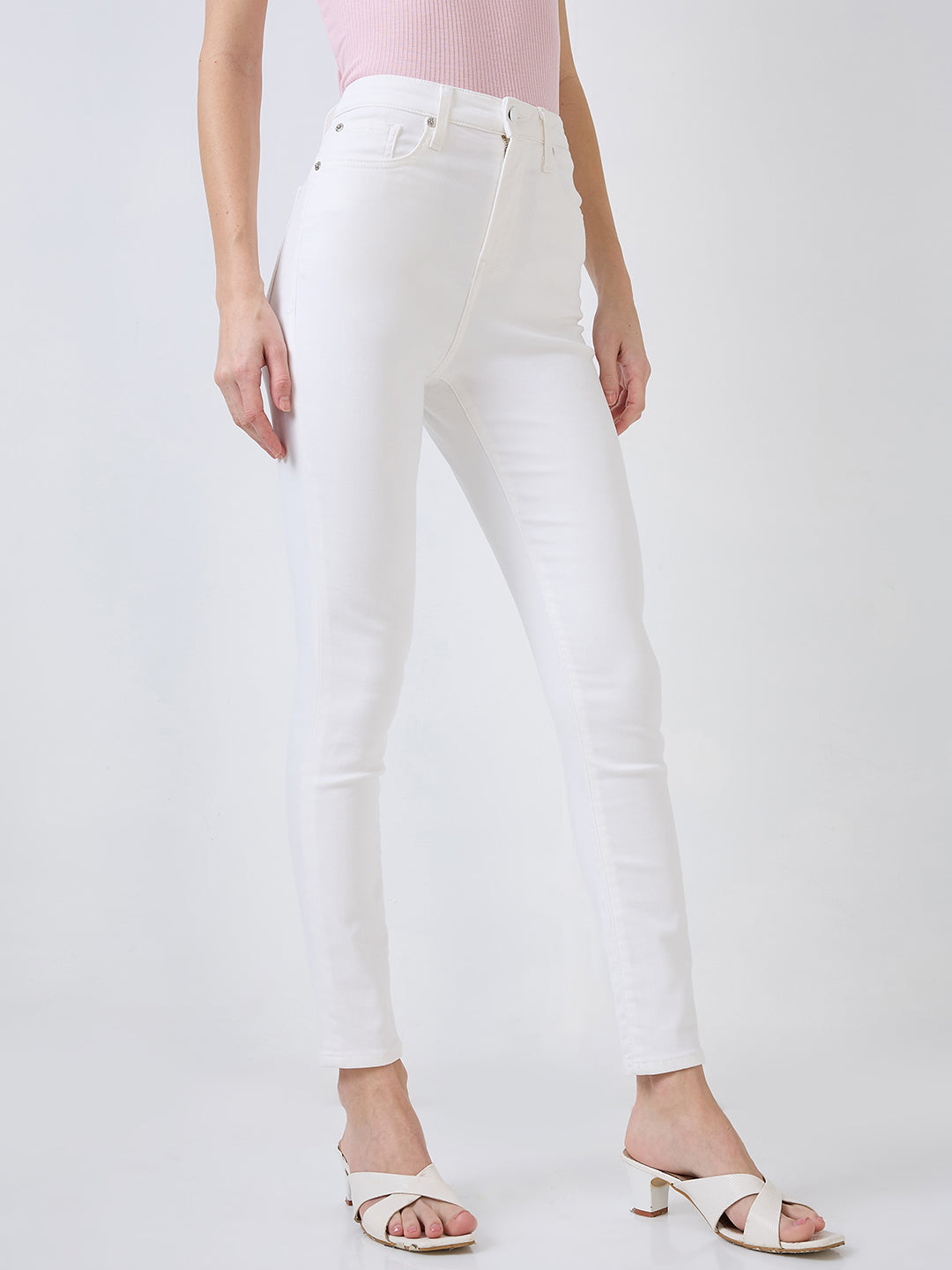 Women Alexa Jeans Super Skinny Fit White High Rise