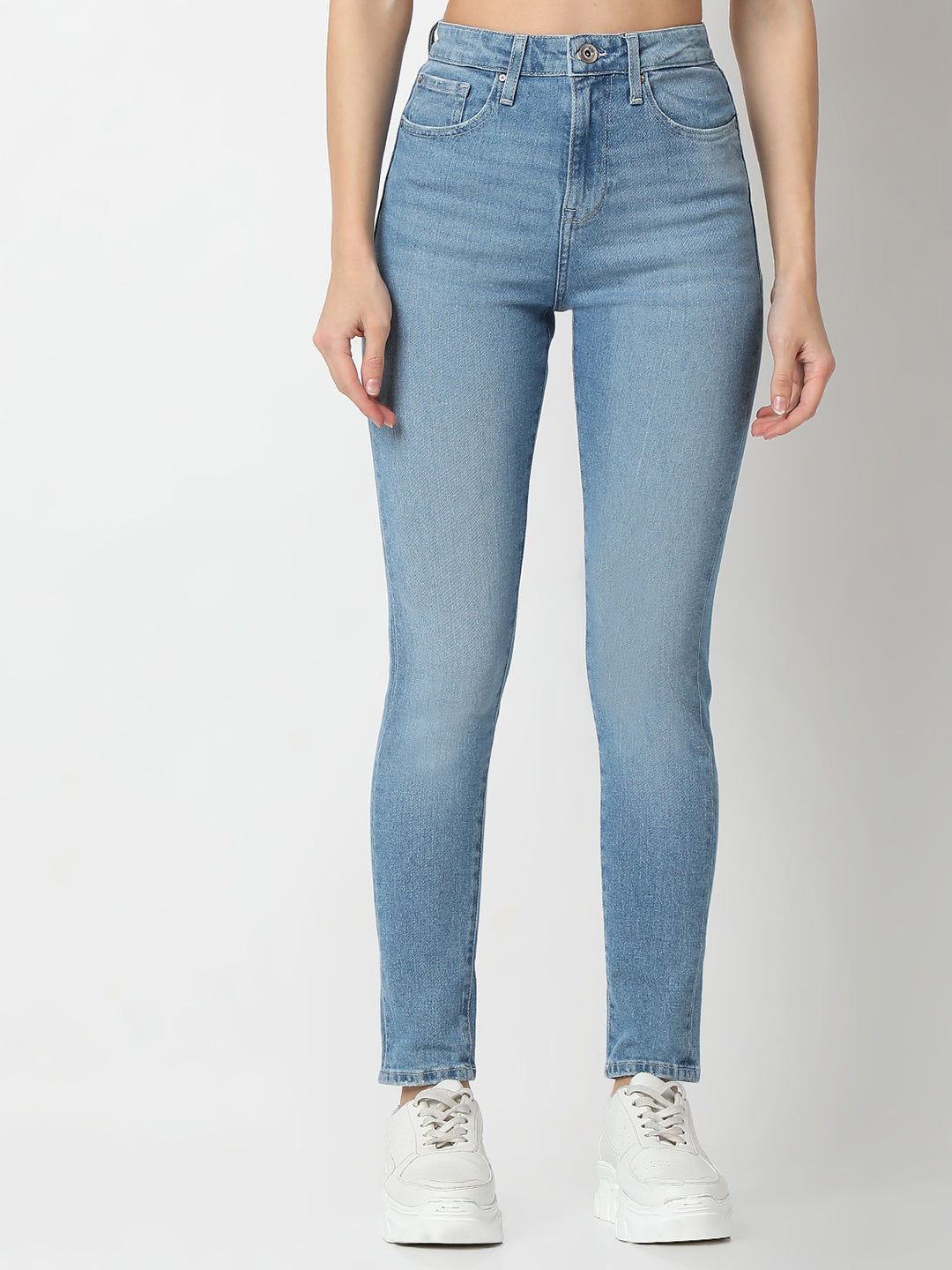 Women Alexa Jeans Super Skinny Fit Mid Blue High Rise