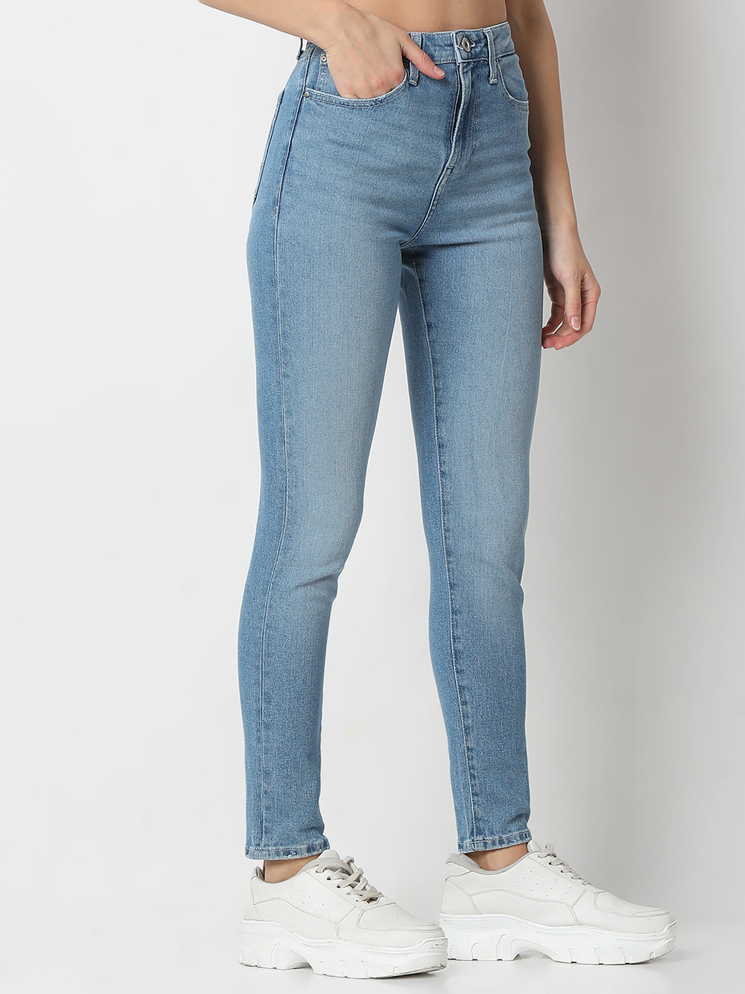 Women Alexa Jeans Super Skinny Fit Mid Blue High Rise