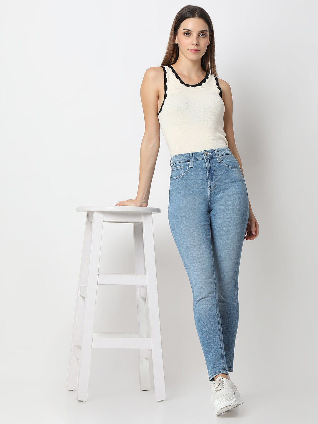 Women Alexa Jeans Super Skinny Fit Mid Blue High Rise