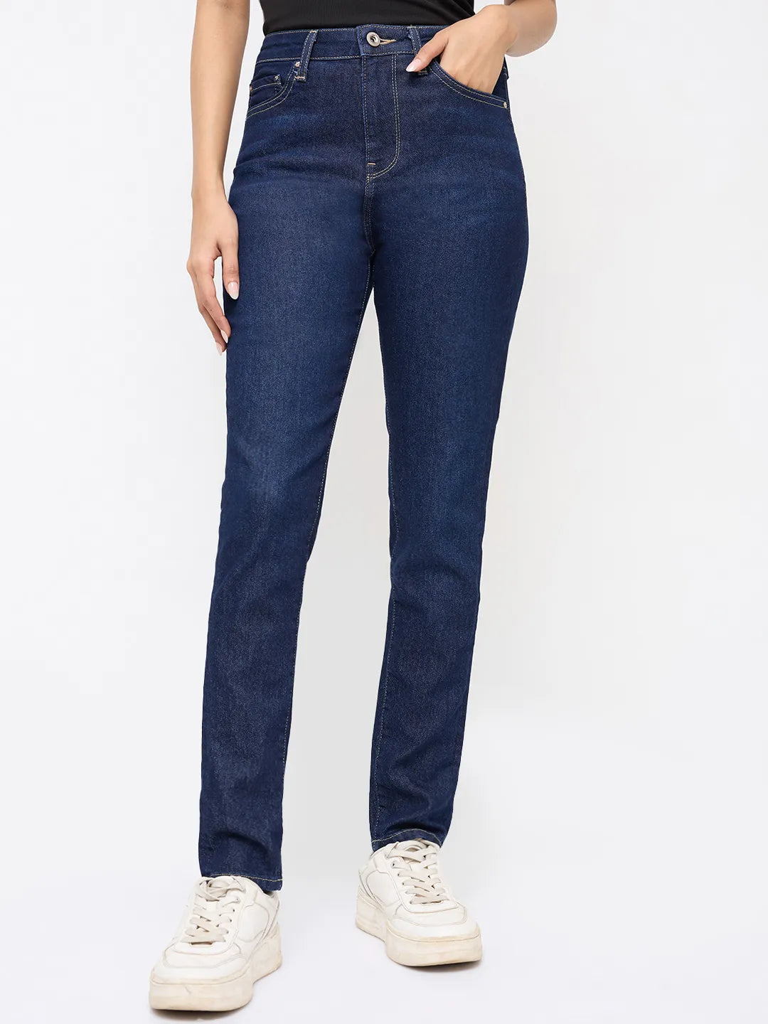 Women Alexa Jeans Super Skinny Fit Dark Blue High Rise