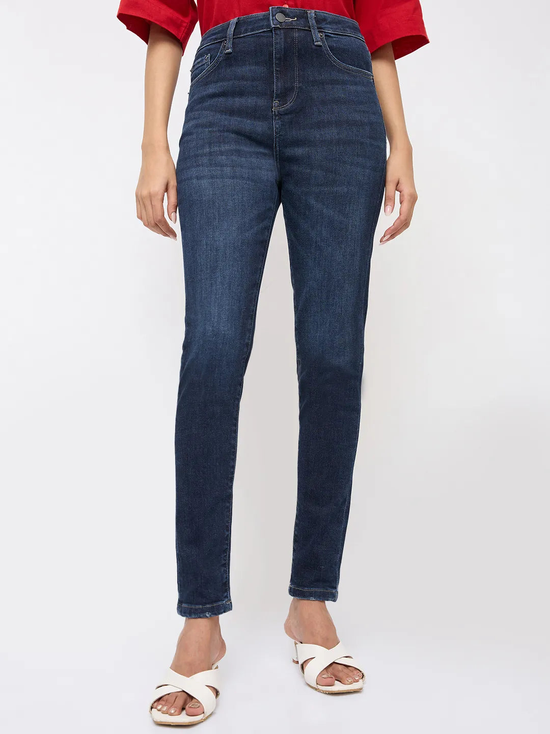 Women Alexa Jeans Super Skinny Fit Dark Blue High Rise