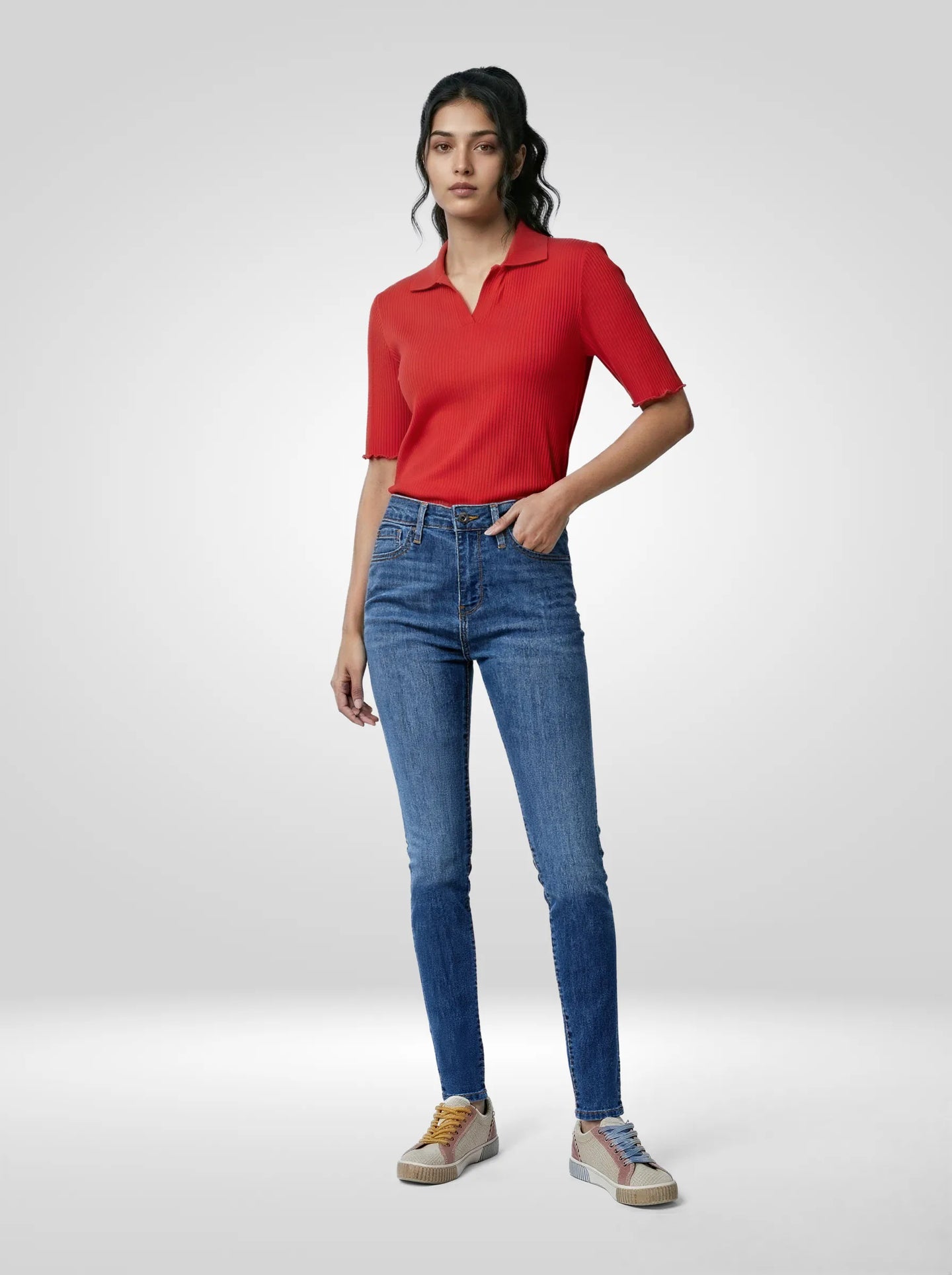 Women Alexa Jeans Super Skinny Fit Mid Blue High Rise