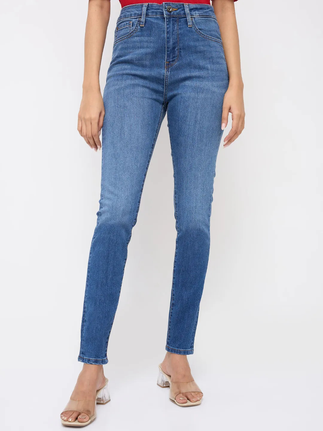 Women Alexa Jeans Super Skinny Fit Mid Blue High Rise