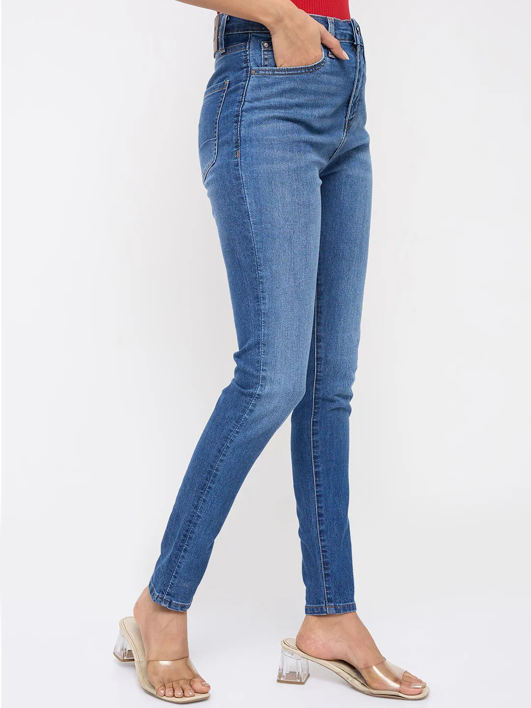 Women Alexa Jeans Super Skinny Fit Mid Blue High Rise