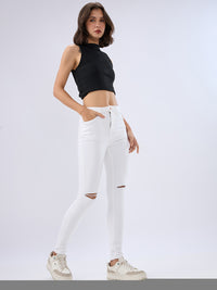 Women Alexa Jeans Super Skinny Fit White High Rise