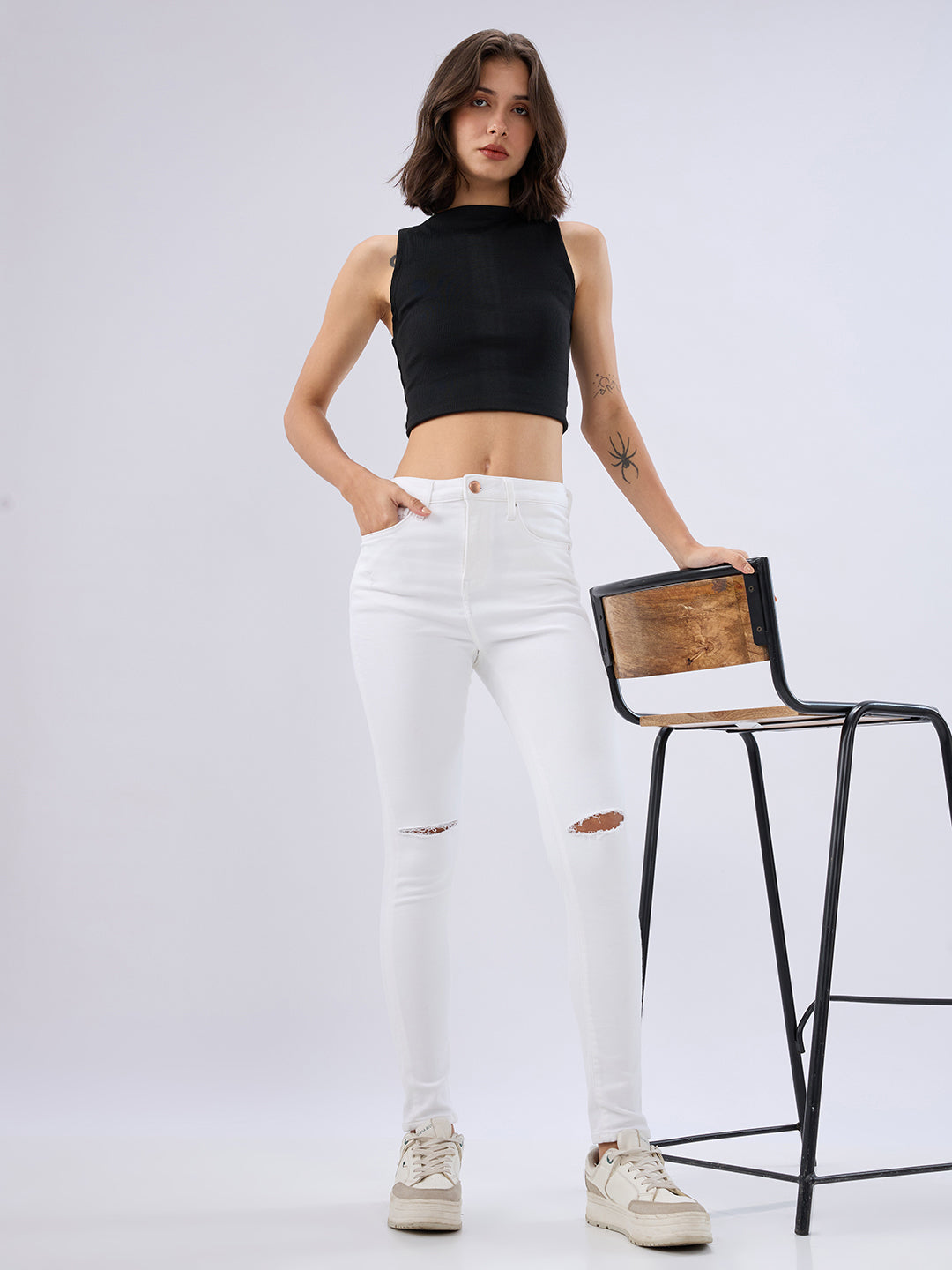 Spykar White High Rise Super Skinny Fit Jeans For Womens
