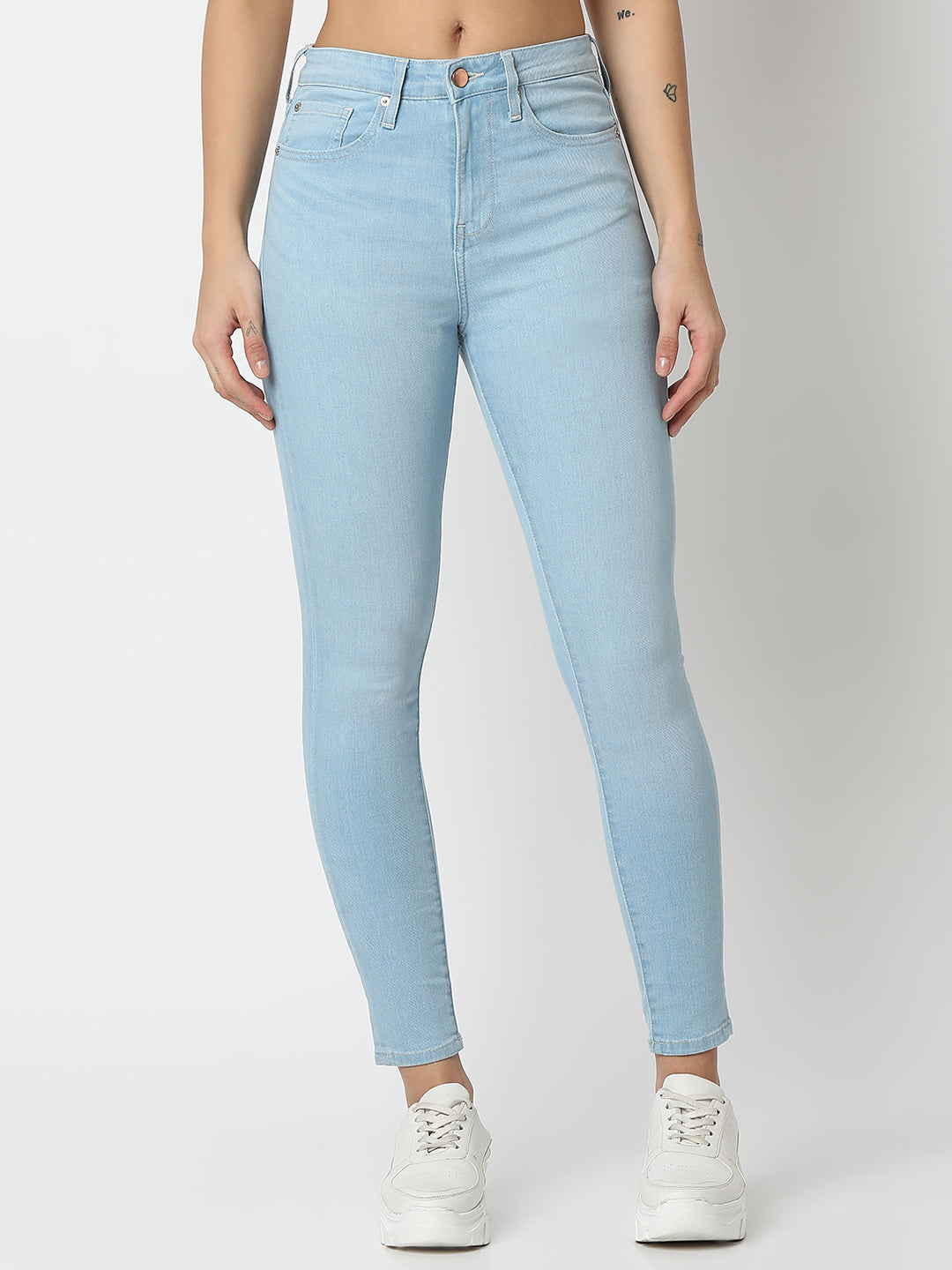 Spykar Ice Blue Super Skinny Fit High Rise Jeans For Women