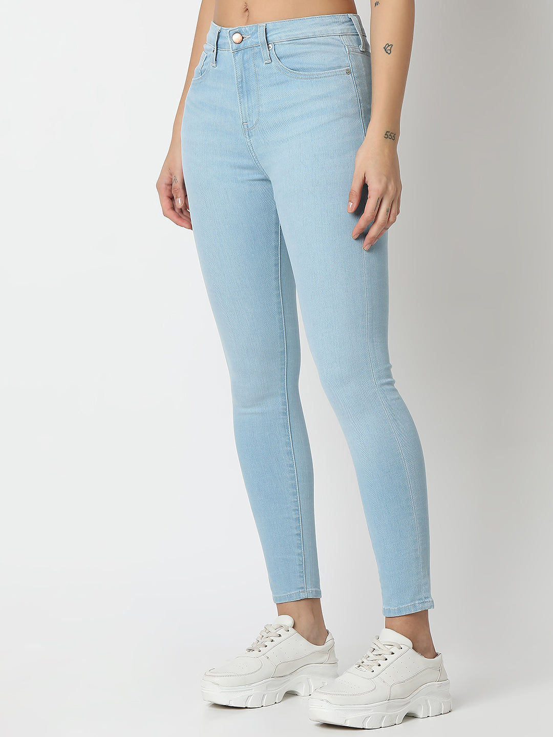 Spykar Ice Blue Super Skinny Fit High Rise Jeans For Women