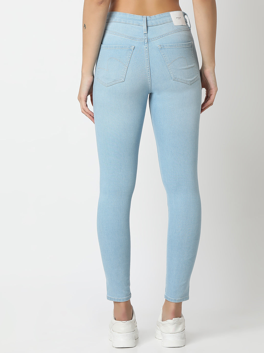 Spykar Ice Blue Super Skinny Fit High Rise Jeans For Women