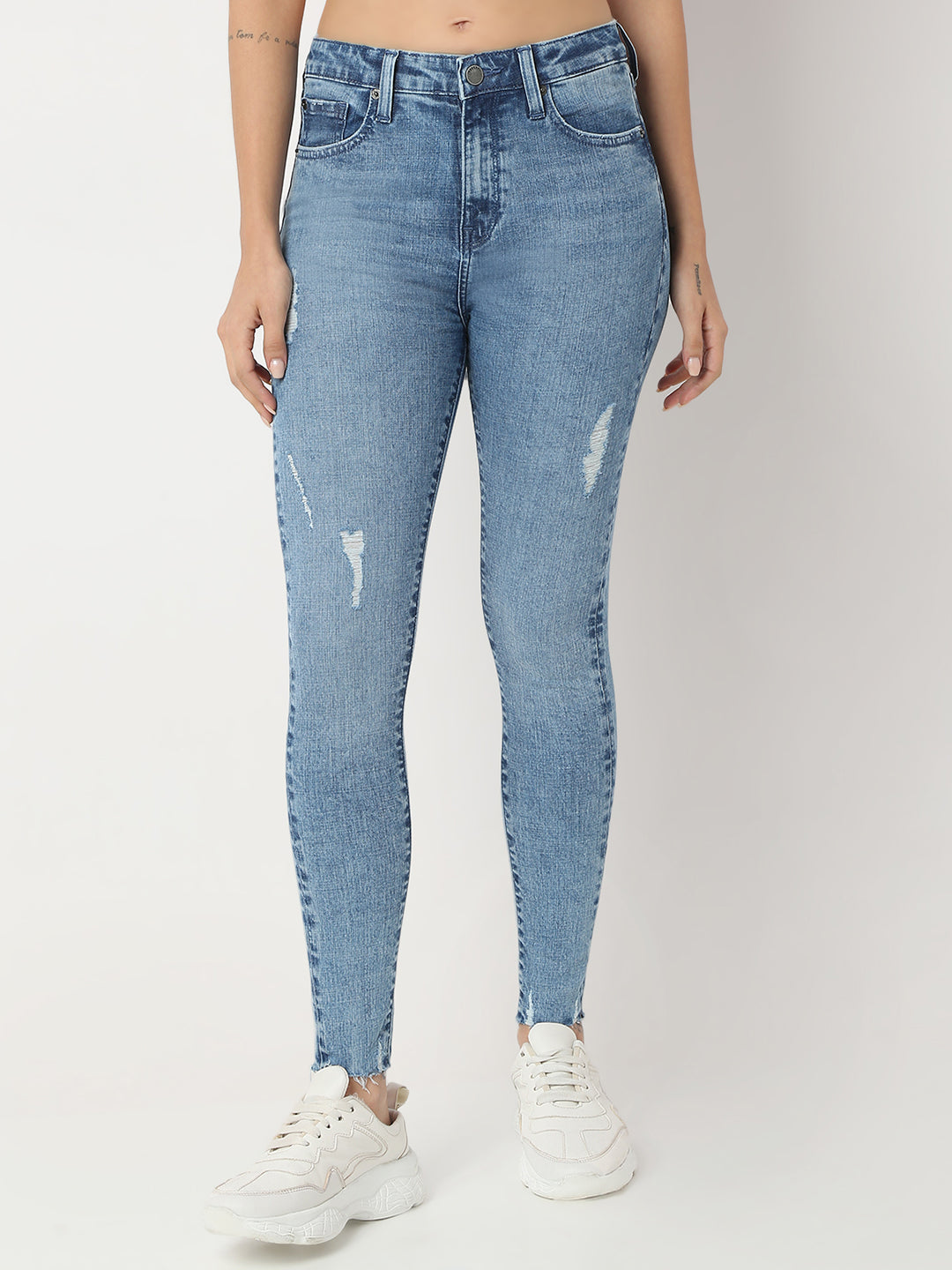 Spykat Light Blue Super Skinny High Rise Jeans For Women