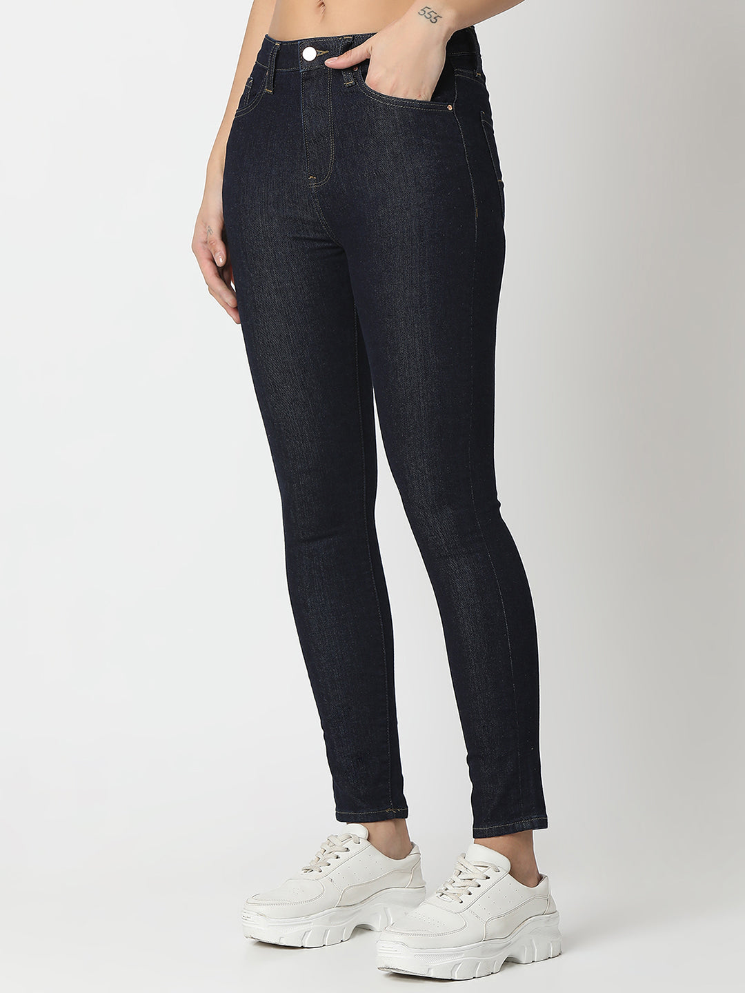 Spykar Raw Blue Super Skinny Fit High Rise Jeans For Women