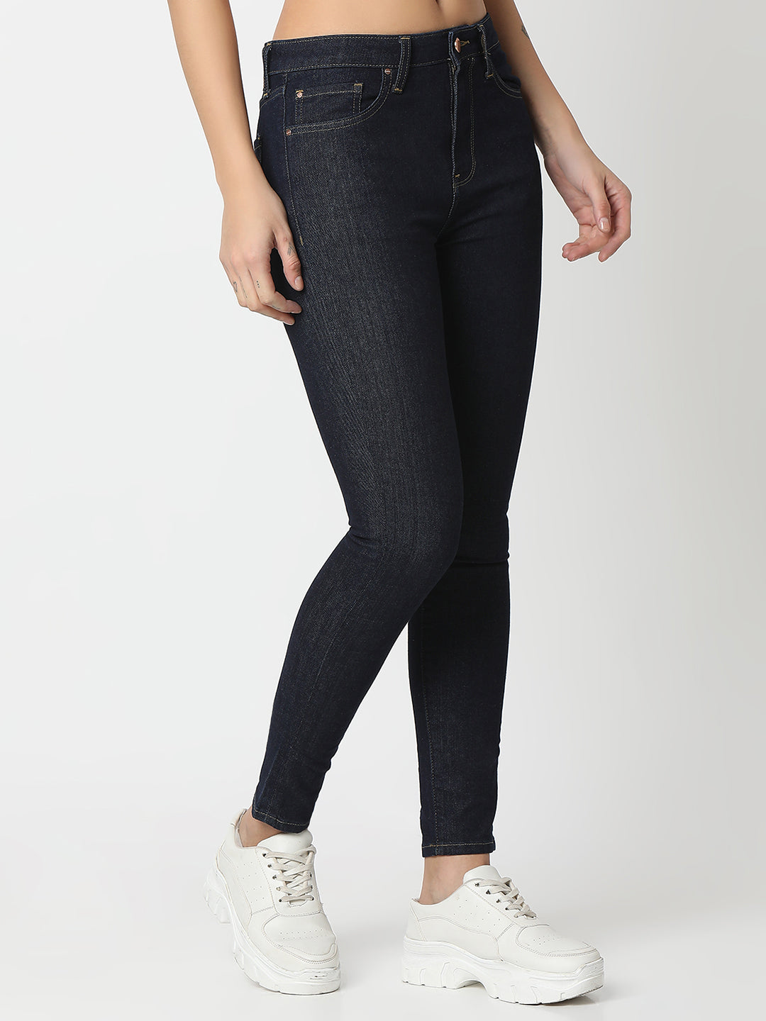 Spykar Raw Blue Super Skinny Fit High Rise Jeans For Women