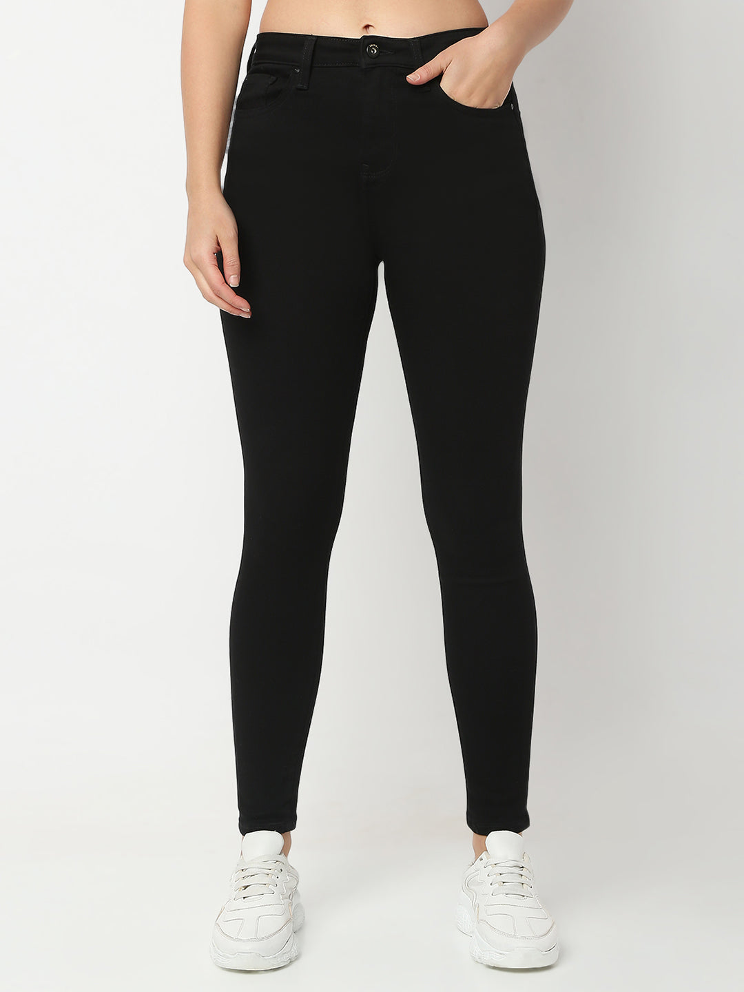 Spykar Jet Black Super Skinny High Rise Jeans For Women