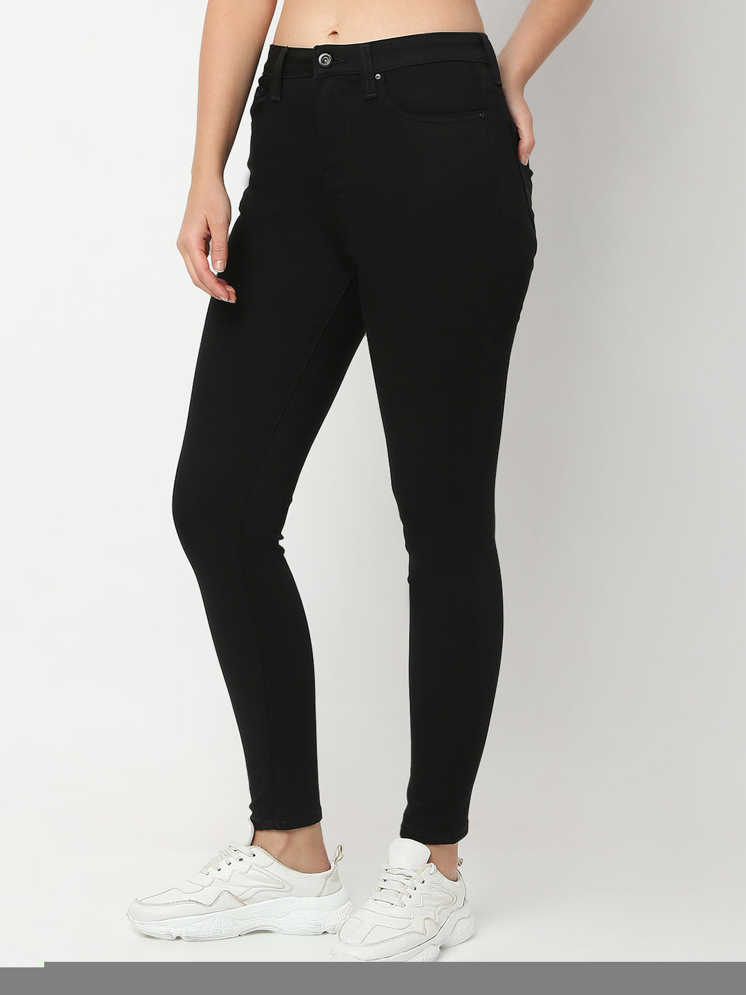 Spykar Jet Black Super Skinny High Rise Jeans For Women