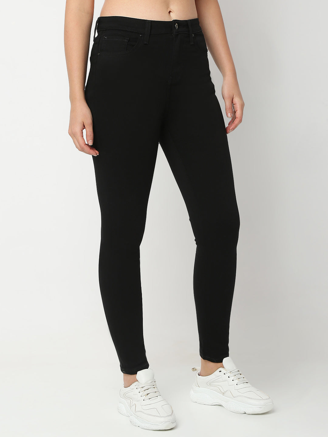 Women Alexa Jeans Super Skinny Fit Jet Black High Rise