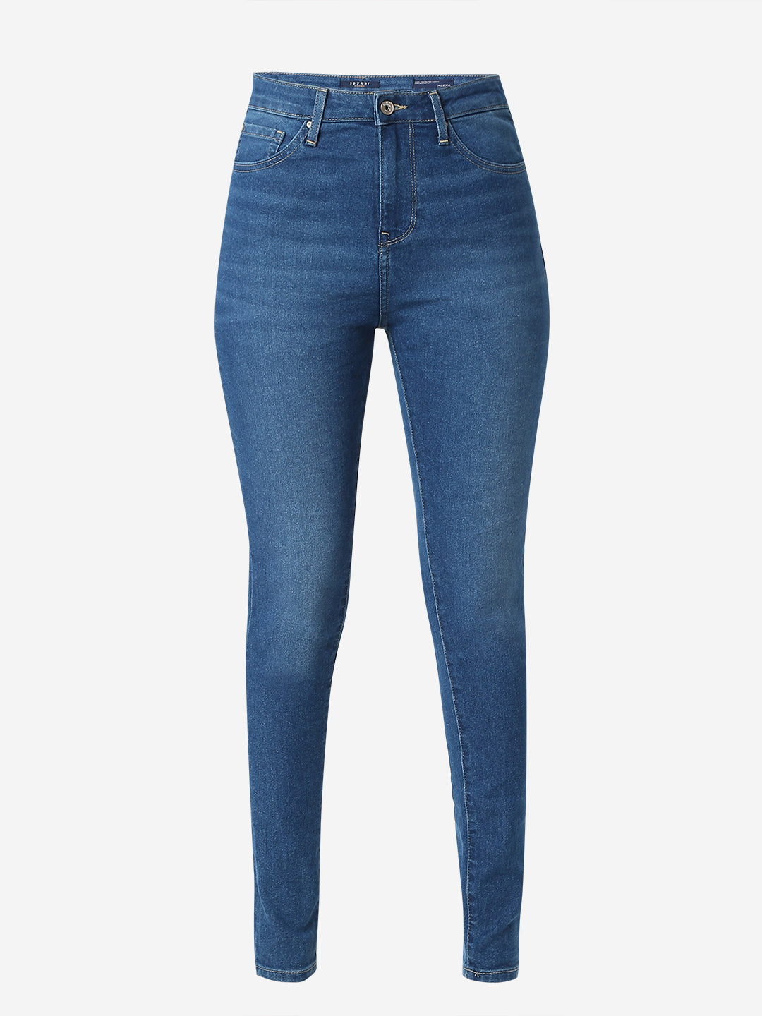 Spykar Mid Blue Super Skinny Fit High Rise Jeans For Women