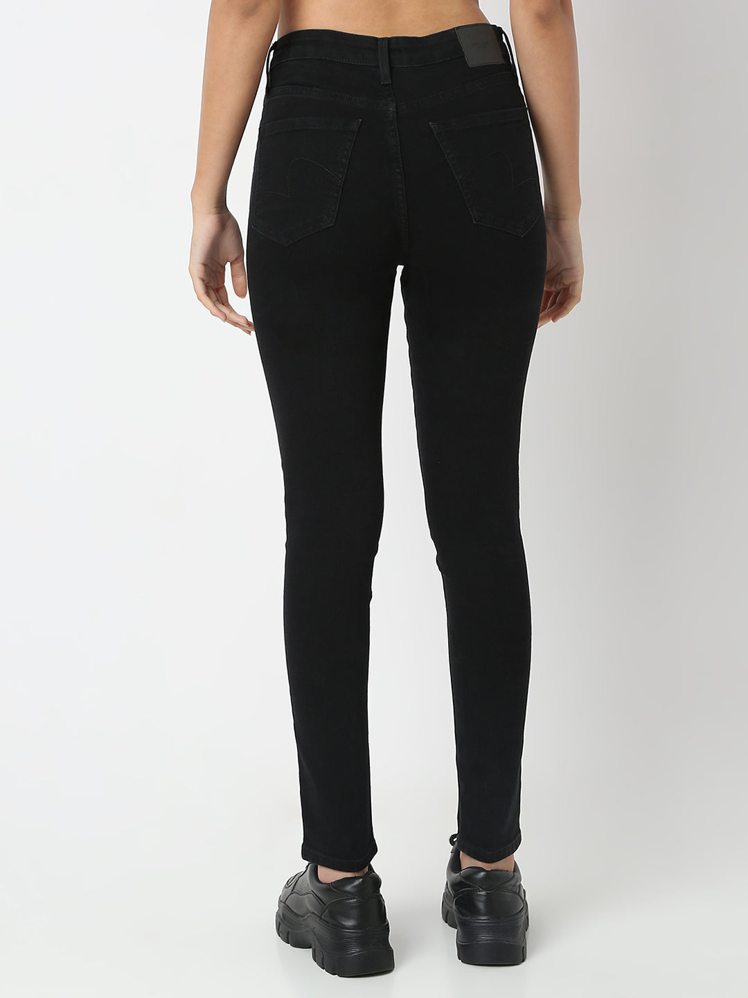 Spykar Jet Black Super Skinny Fit High Rise Jeans For Women