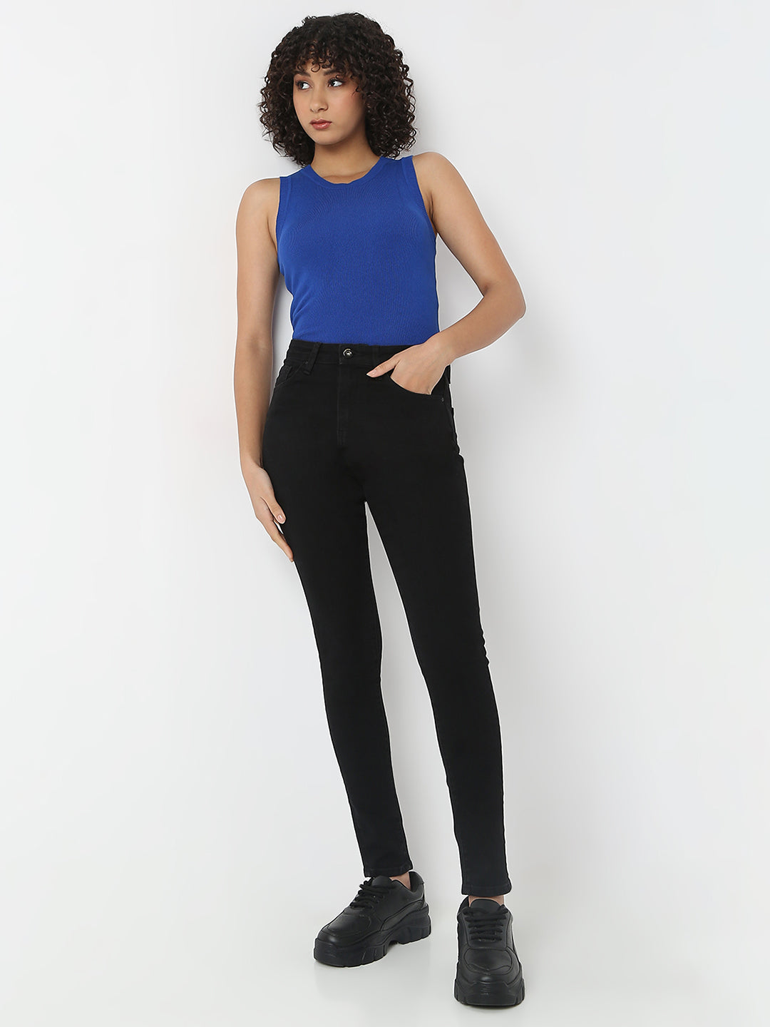 Women Alexa Jeans Super Skinny Fit Jet Black High Rise