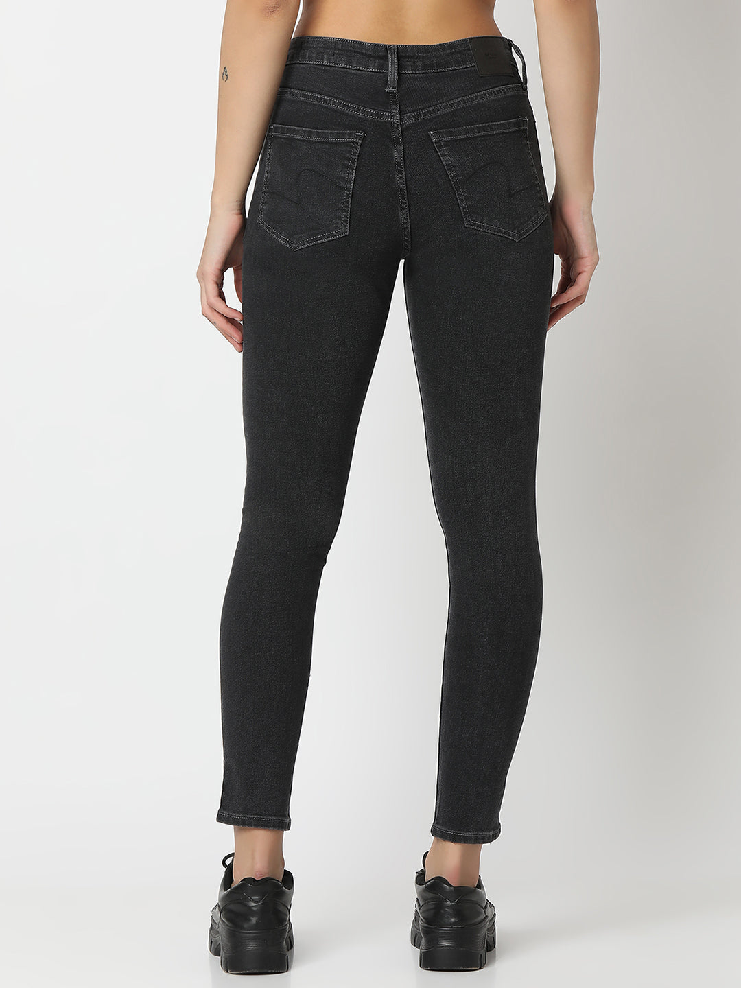 Spykar Charcoal Black Super Skinny Fit High Rise Jeans For Women