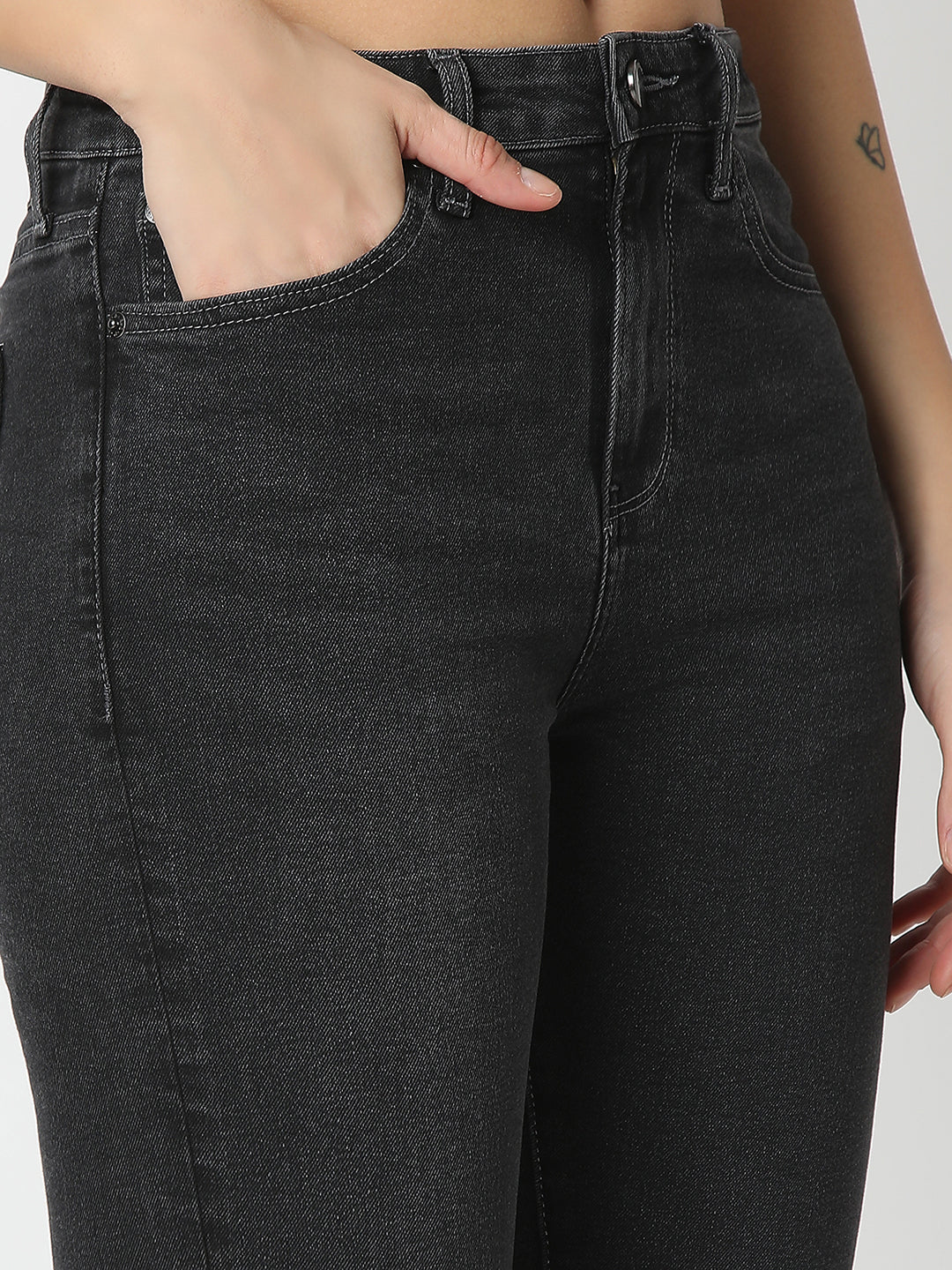 Spykar Charcoal Black Super Skinny Fit High Rise Jeans For Women