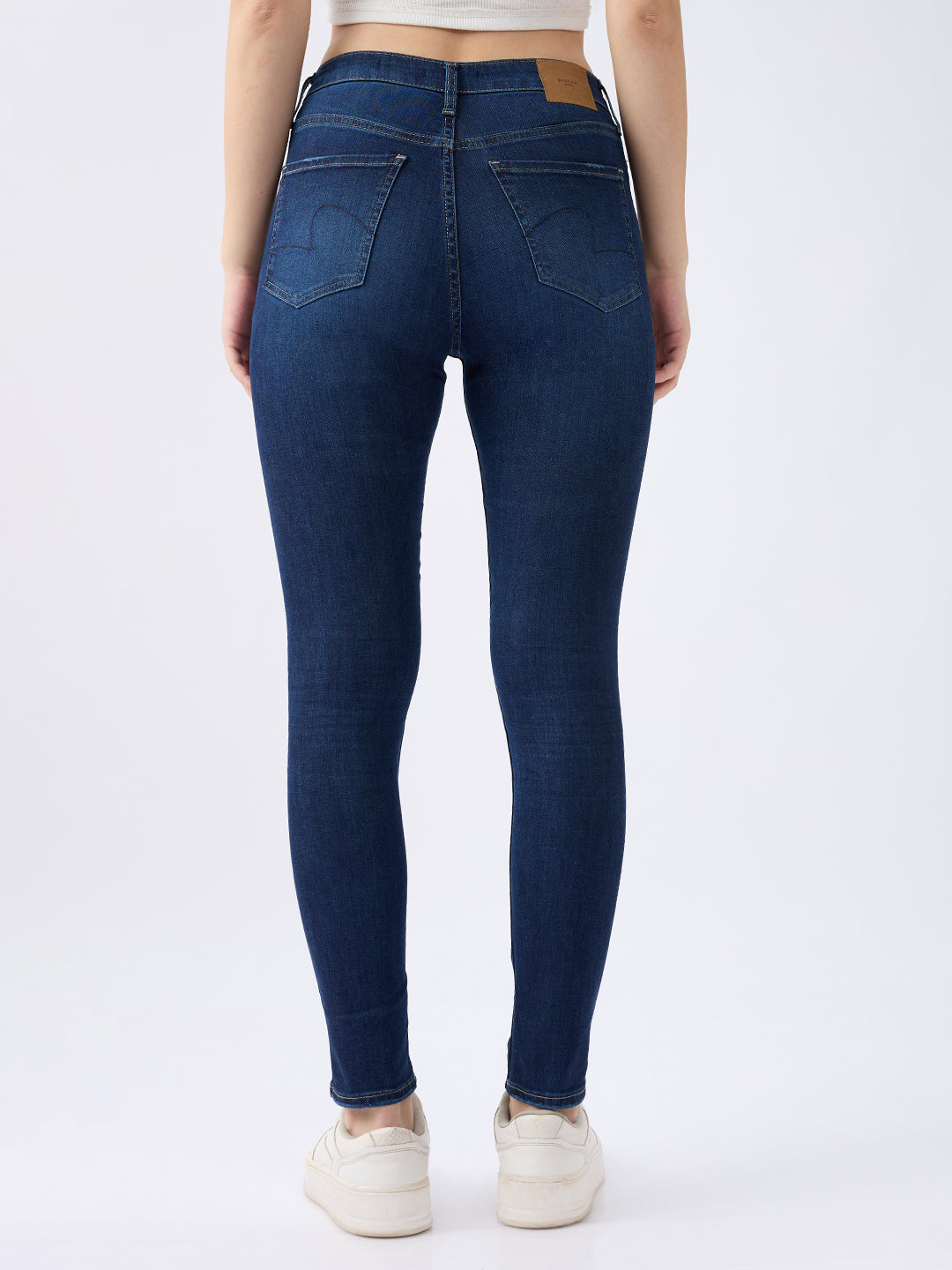 Spykar Dark Blue High Rise Super Skinny Fit Casual Jeans For Women
