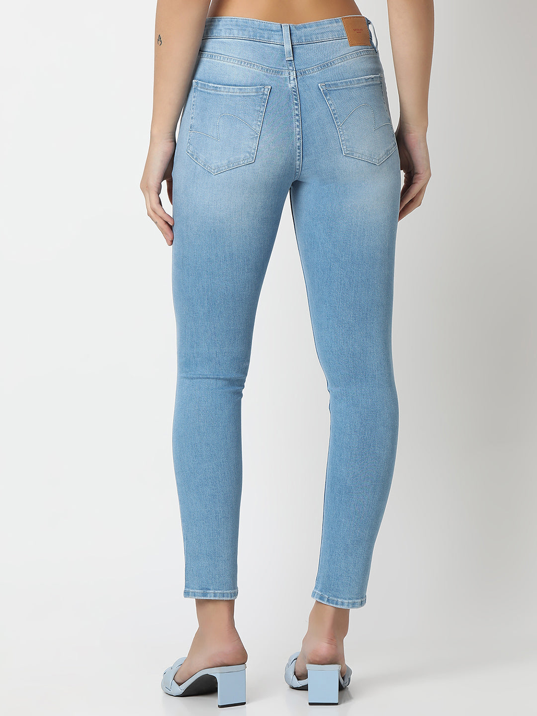 Spykar Faded Ice Blue Super Skinny Fit High Rise Jeans For Women