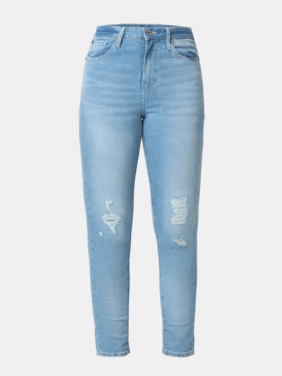 Spykar Faded Ice Blue Super Skinny Fit High Rise Jeans For Women