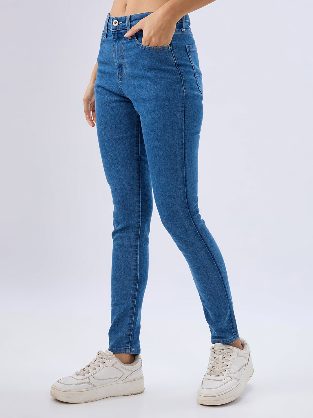 Spykar Light Blue Super Skinny Fit High Rise Jeans For Women
