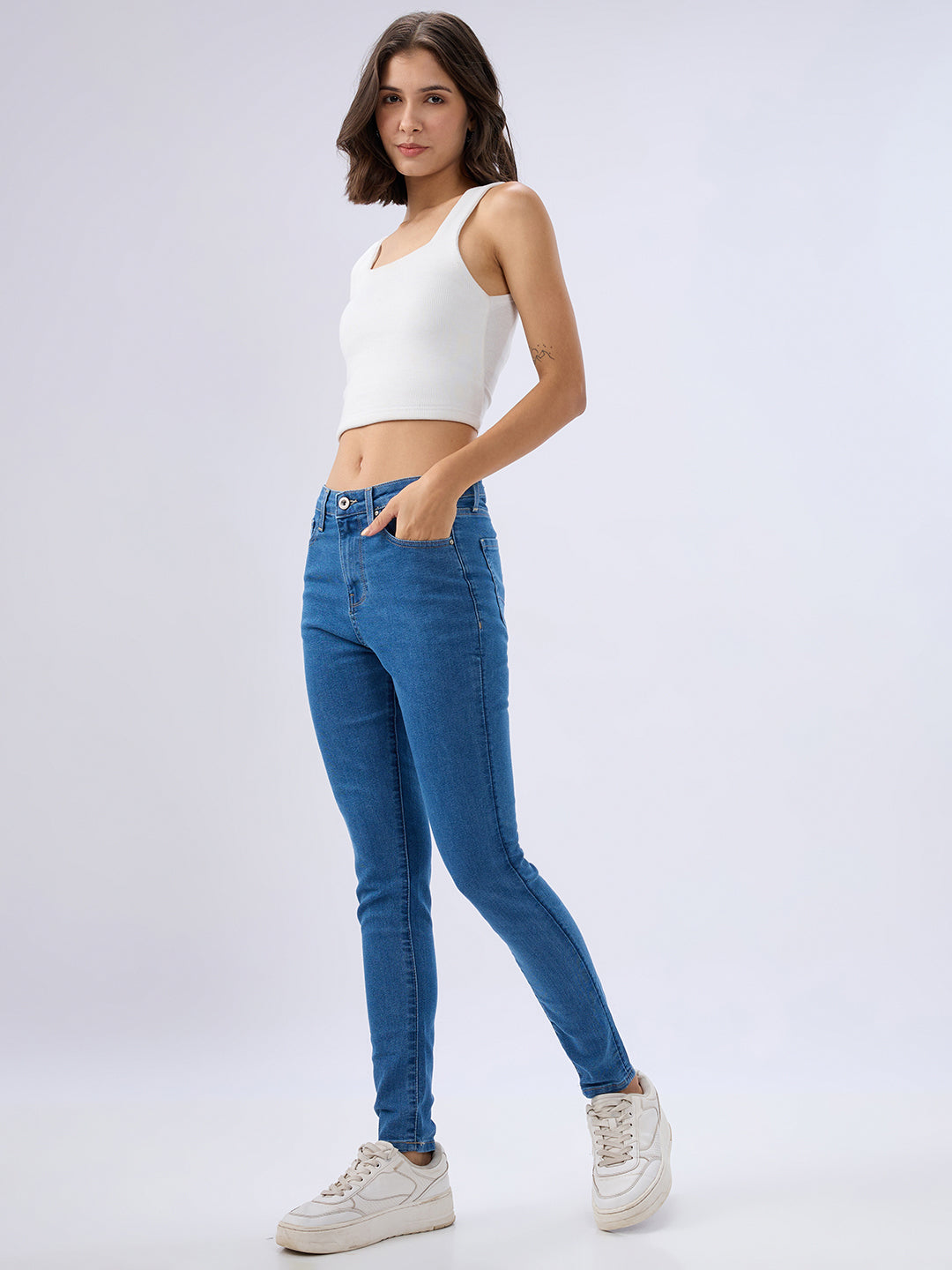Spykar Light Blue Super Skinny Fit High Rise Jeans For Women