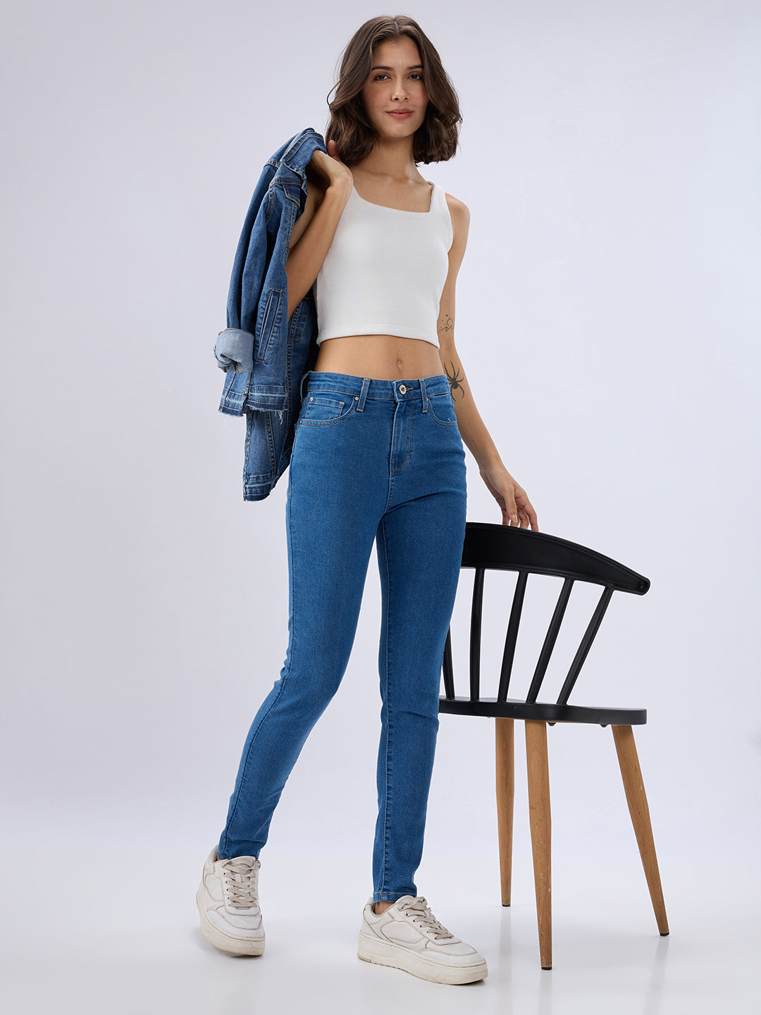 Spykar Light Blue Super Skinny Fit High Rise Jeans For Women