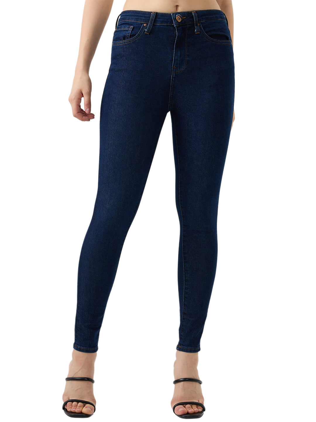 Spykar Dark Blue Super Skinny Fit High Rise Jeans For Women
