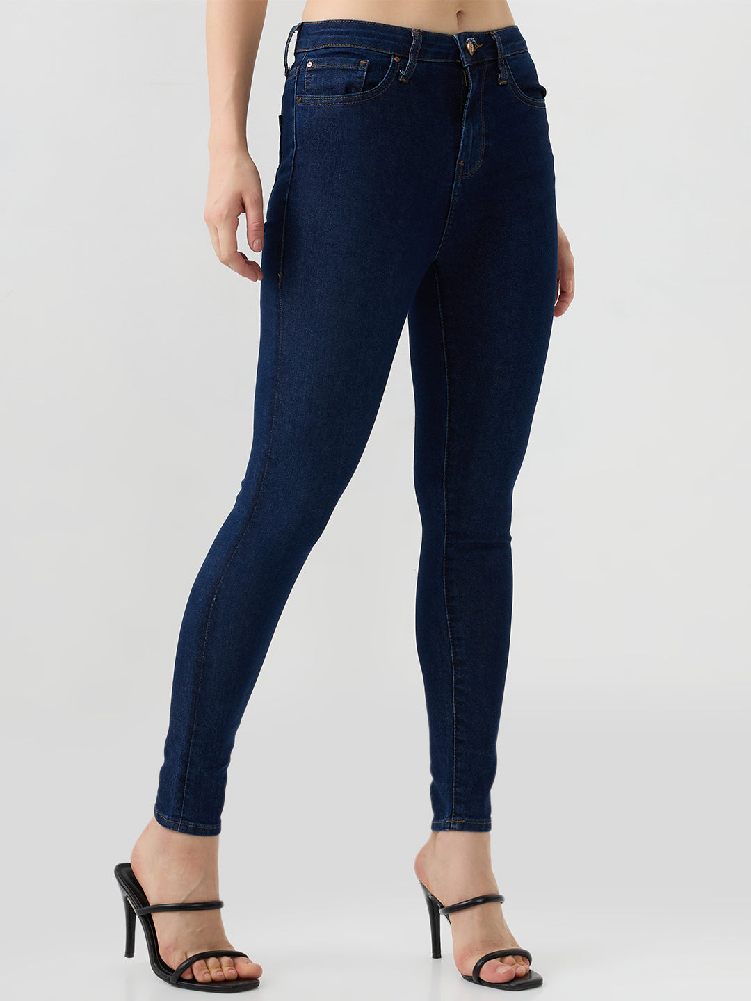 Women Jeans Skinny Fit Dark Blue High Rise