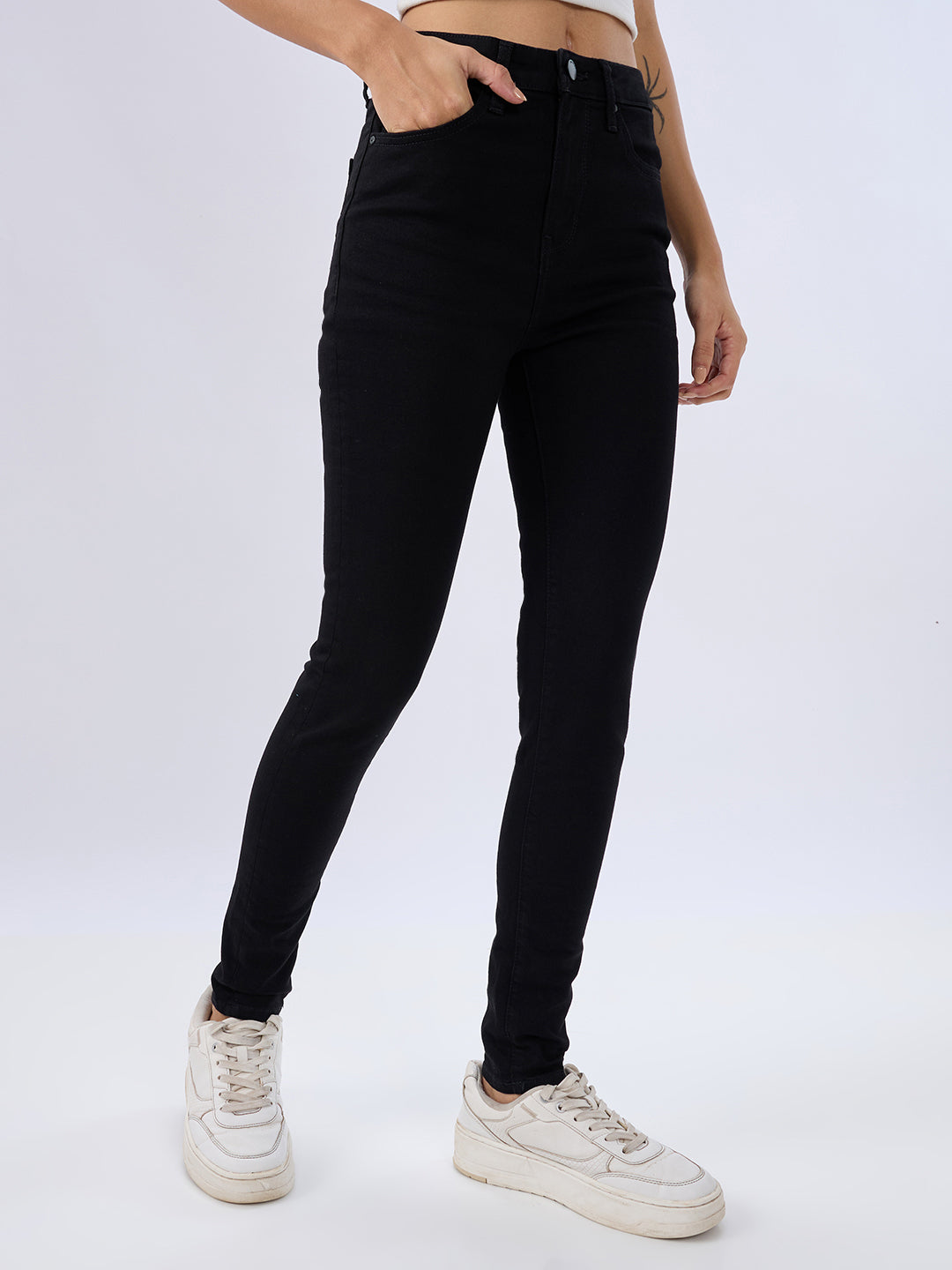 Women Alexa Jeans Super Skinny Fit Black High Rise
