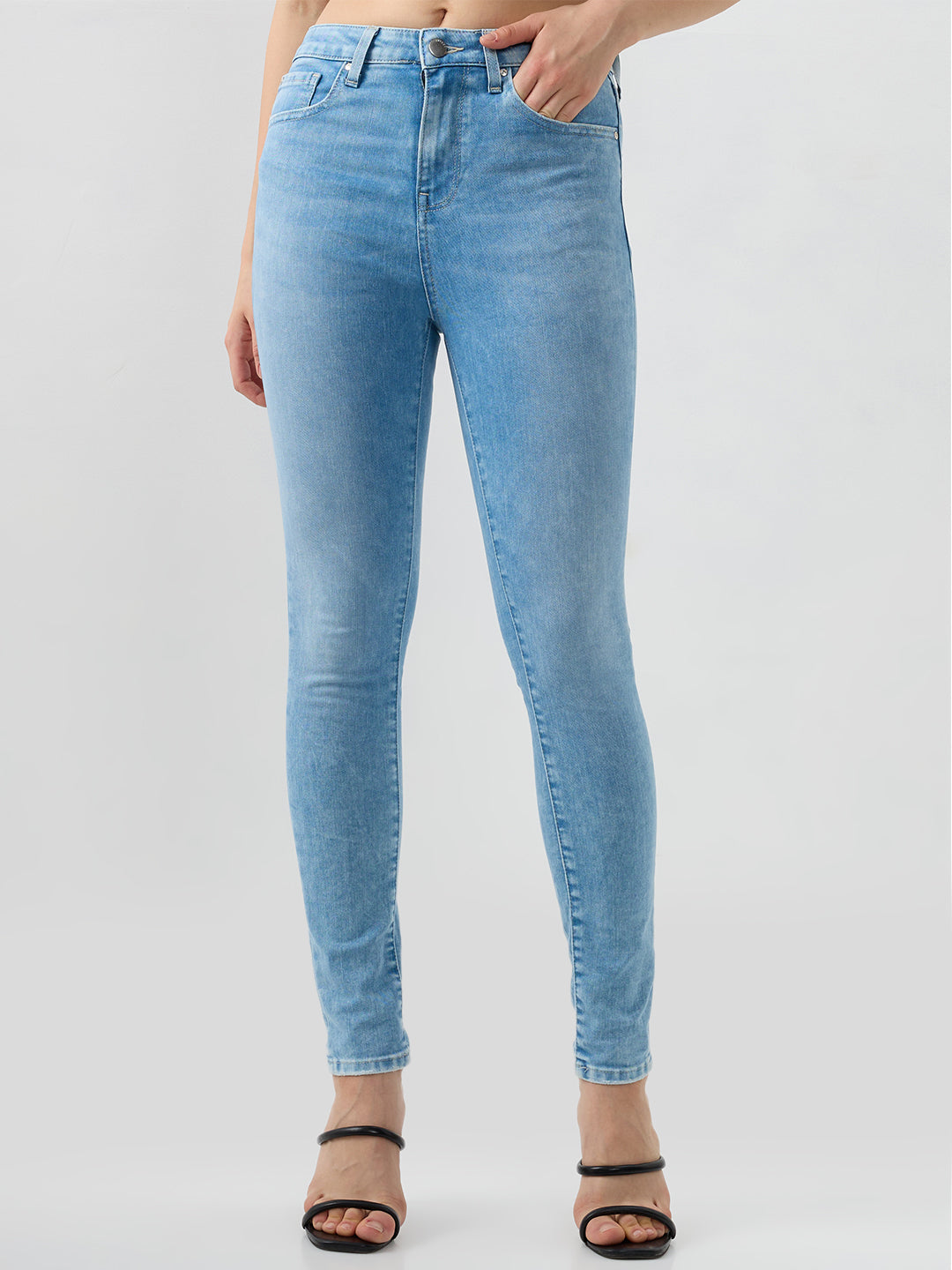 Spykar Ice Blue Super Skinny Fit High Rise Jeans For Women