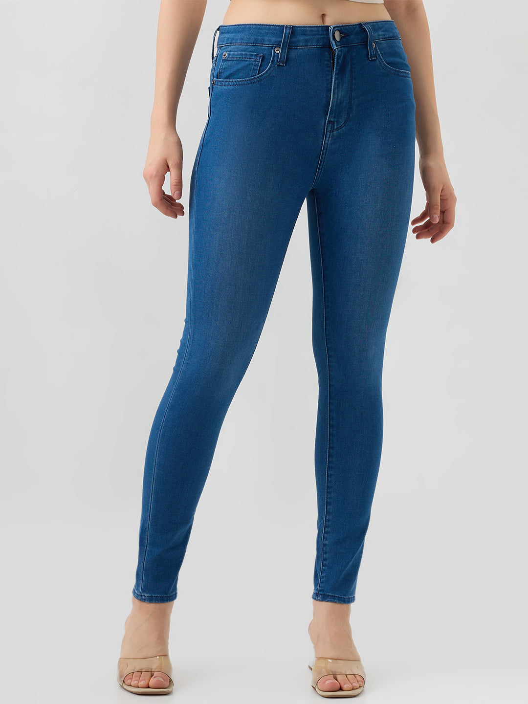Spykar Vintage Blue Super Skinny Fit High Rise Jeans For Women
