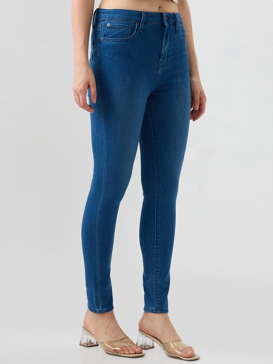 Spykar Vintage Blue Super Skinny Fit High Rise Jeans For Women