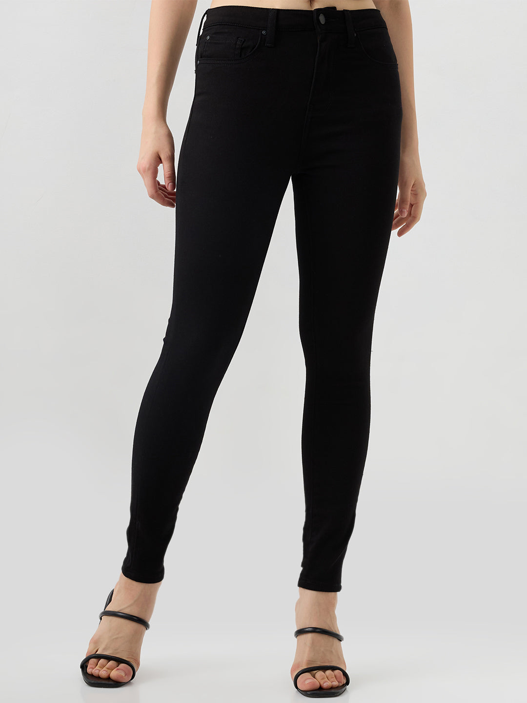 Women Jeans Skinny Fit Jet Black High Rise