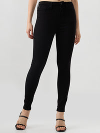 Women Jeans Skinny Fit Jet Black High Rise