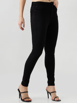 Women Jeans Skinny Fit Jet Black High Rise