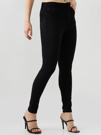 Women Jeans Skinny Fit Jet Black High Rise