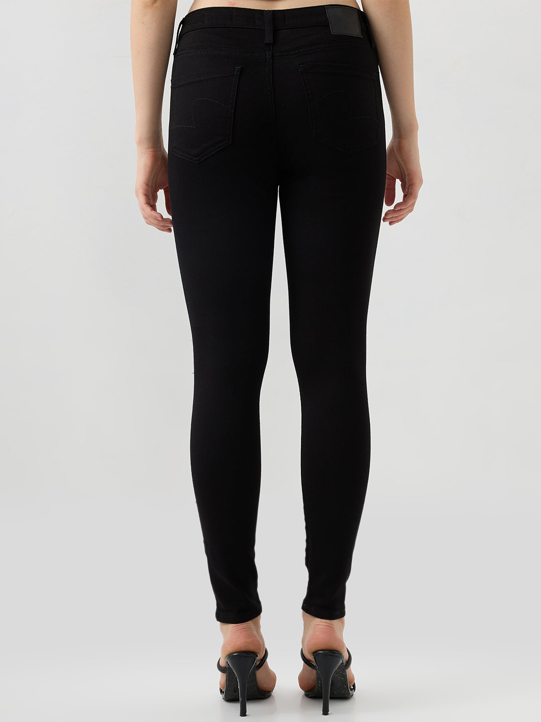 Women Jeans Skinny Fit Jet Black High Rise